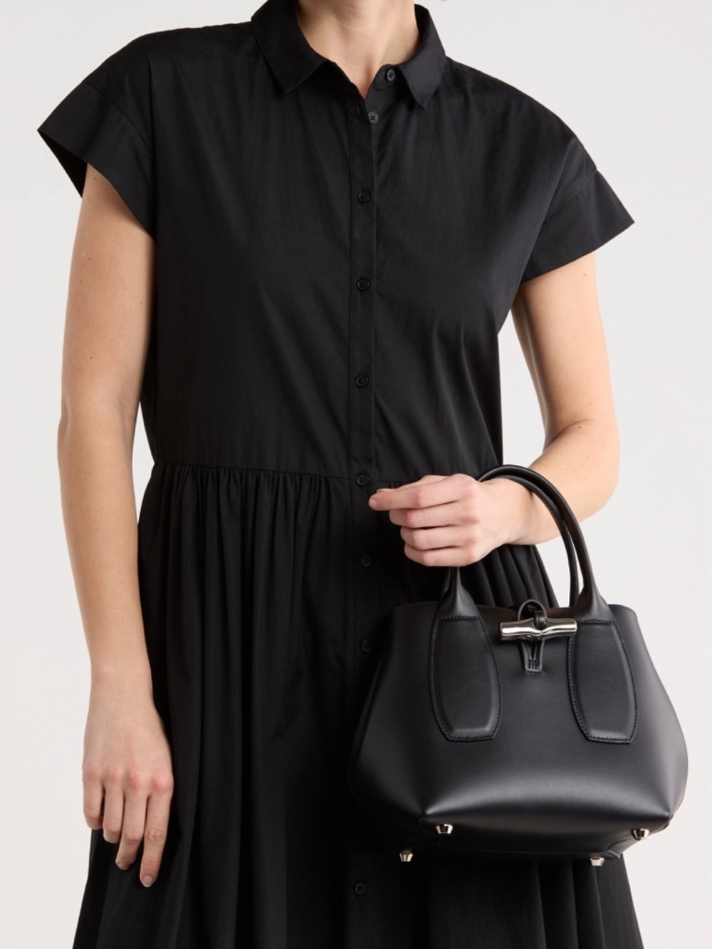 Longchamp Roseau Black Leather Handbag - Picture 8 of 12